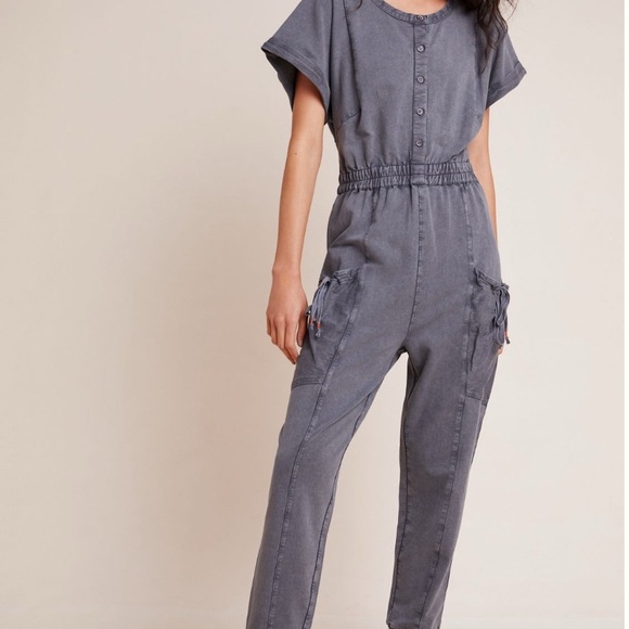 Anthropologie Gray Utility Jumpsuit with Tapered Legs NWT - Picture 1 of 5
